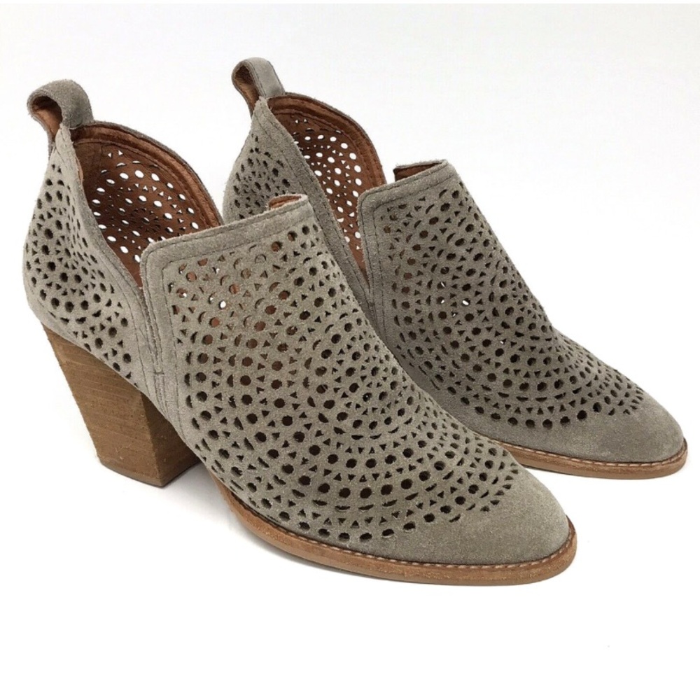 Jeffrey Campbell Rosalee Perforated Leather Suede Boho Ankle Boot 8 Laser Cut